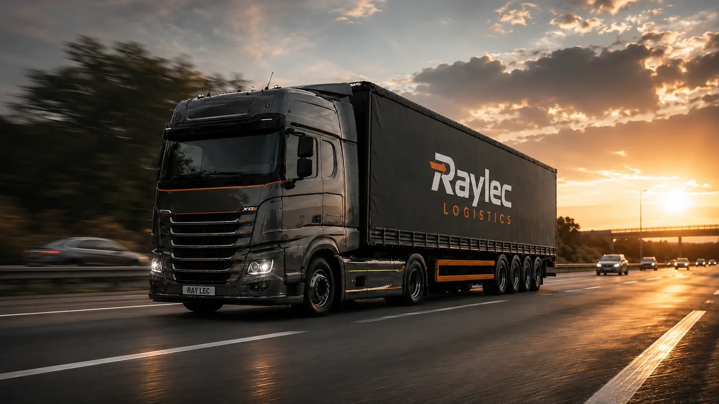Raylec Logistics branded vehicle on a UK motorway